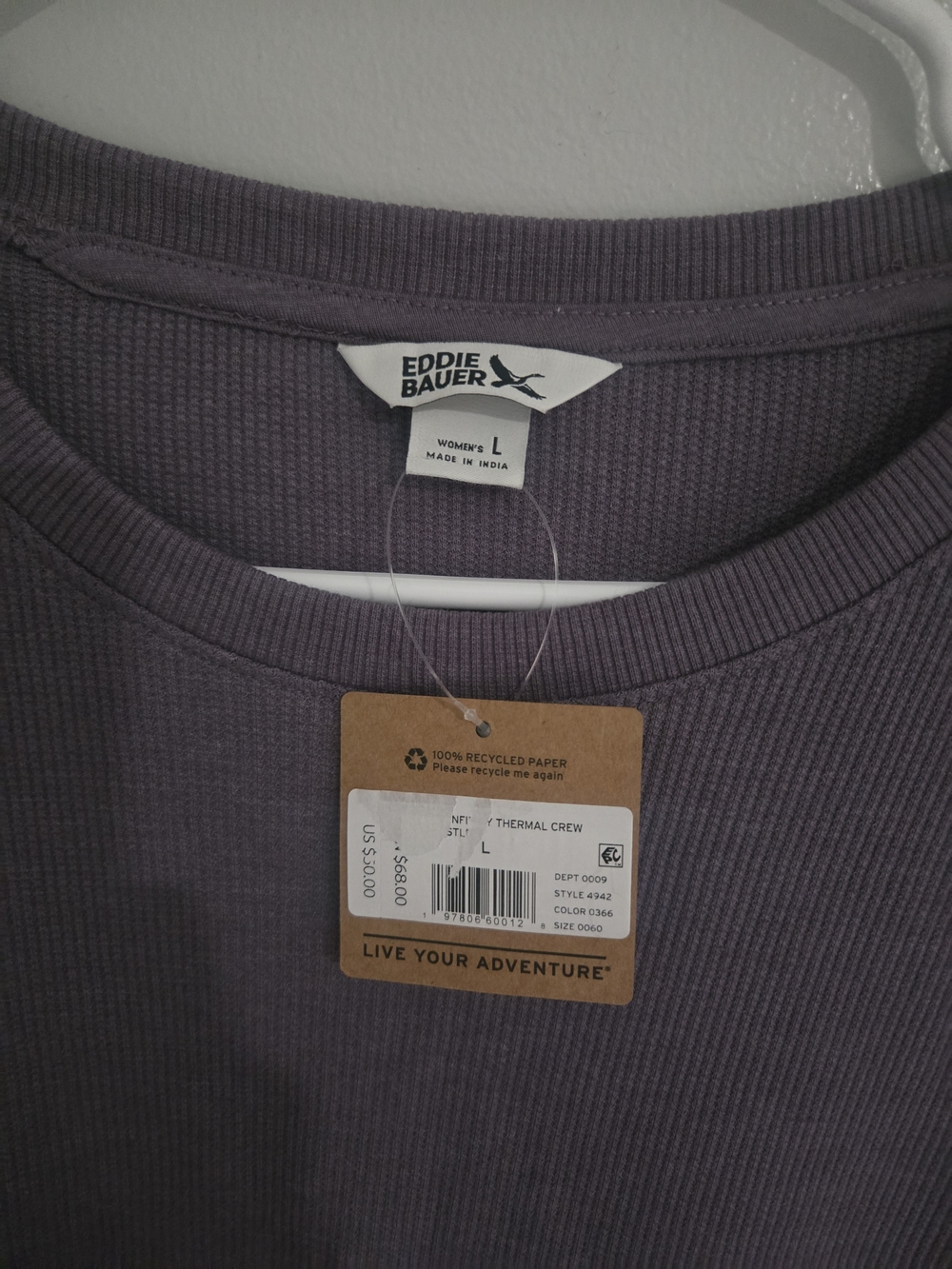 Eddie Bauer Thermal Crewneck Sweatshirt in Dusty Purple